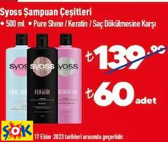 SYOSS ŞAMPUAN ÇEŞİTLERİ • 500 ML • PURE SHINE / KERATİN / SAÇ DÖKÜLMESİNE KARŞI
